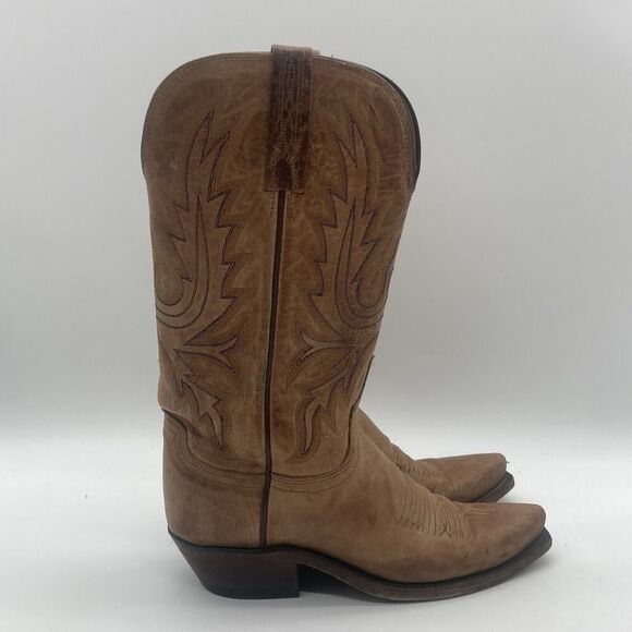 Womens 6.5B Lucchese Bootmaker Brown Bison Square Toe Cowboy Western Boots - Picture 1 of 12